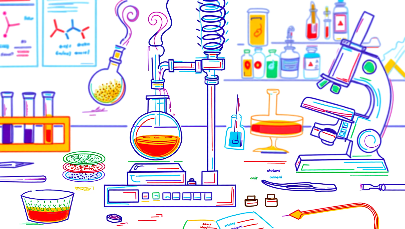 A colorful outline sketch of Chemistry lab symbolizing best chemistry tutor.
