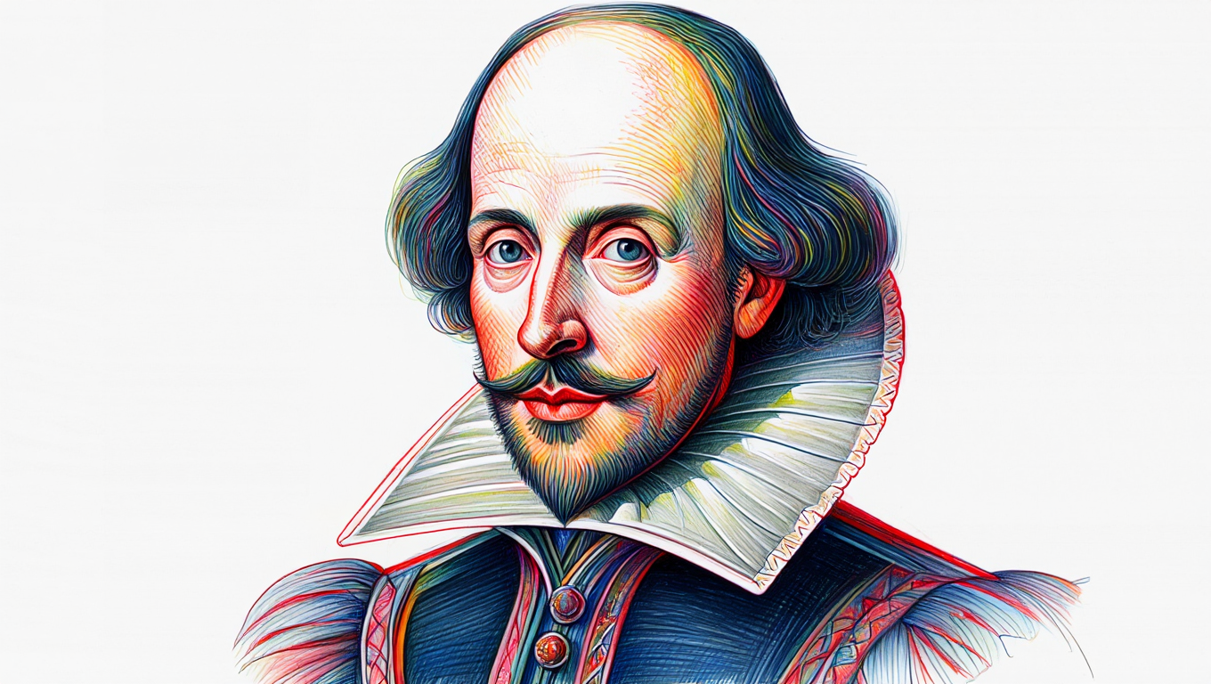 A colorful outline sketch of Shakespeare symbolizing  best english tutor