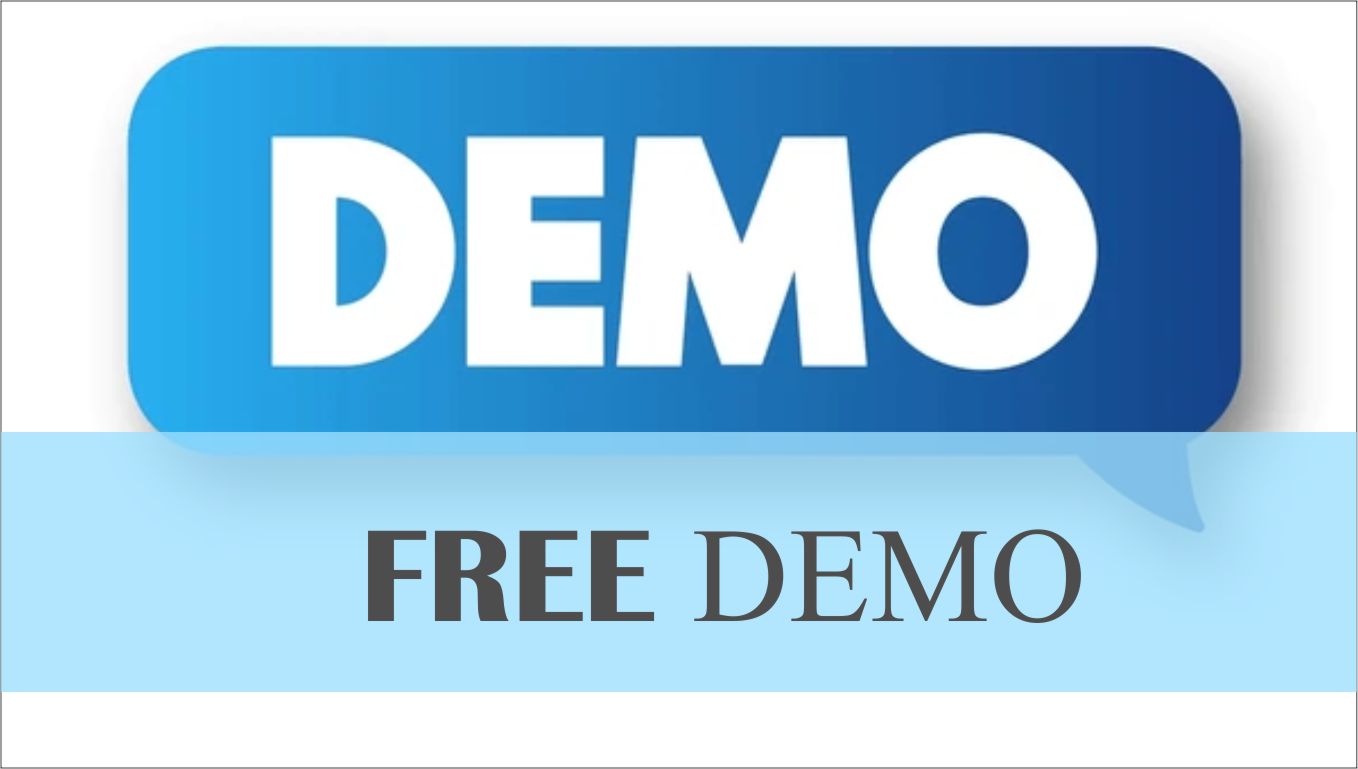 Word Demo written on a speech box symbolizing free demo classes.