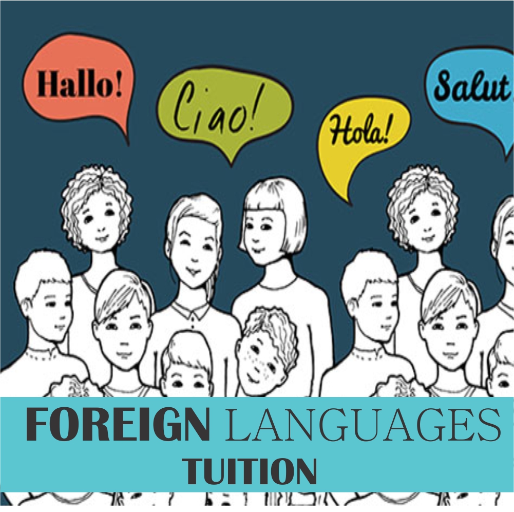 Small size image showcasing a pencil sketch of group of students speaking different languages symbolizing home tuition for foreign languages in East Delhi