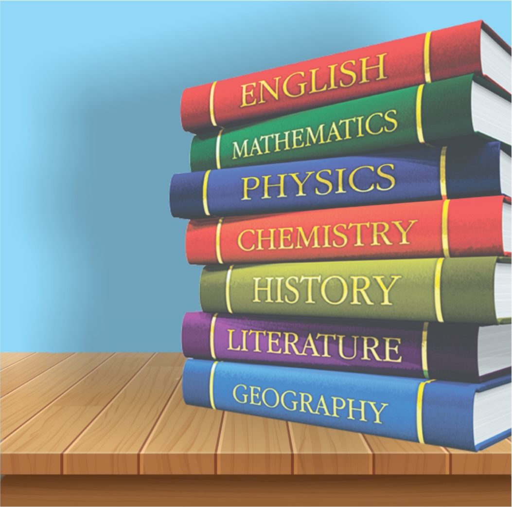 Large size image showcasing books of multiple subjects stacked on a table symbolizing home tuition for all subjects in East Delhi