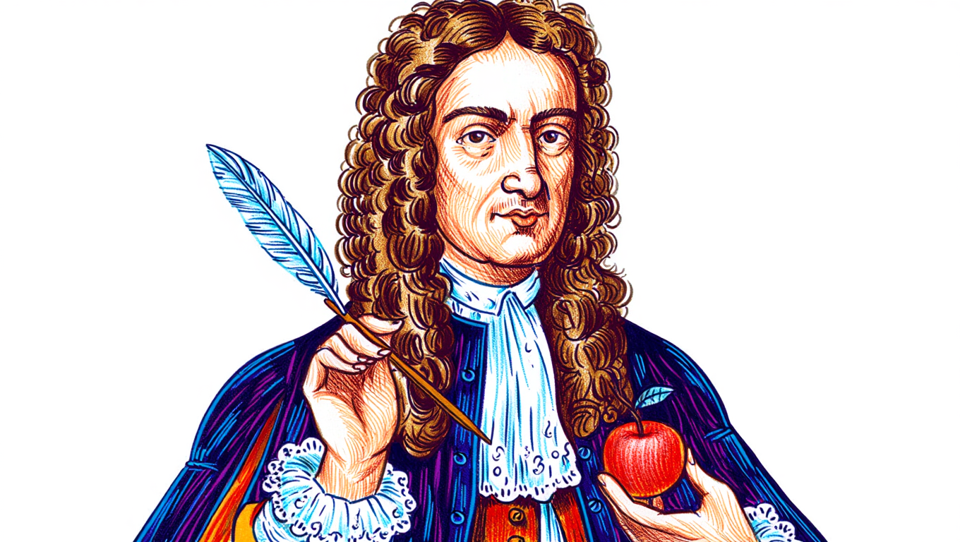 A colorful outline sketch of Newton symbolizing best physics tutor