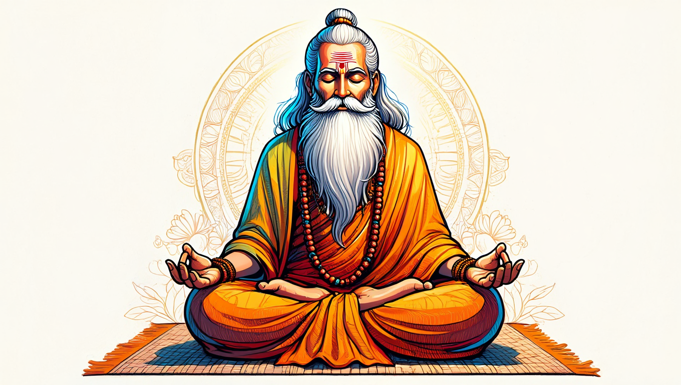 A colorful outline sketch of Indian sage symbolizing best sanskrit tutor.