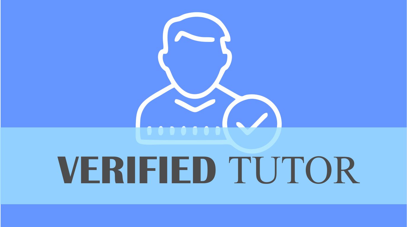 Clipart of a tutor with a tick on it symbolizing verified tutors.
